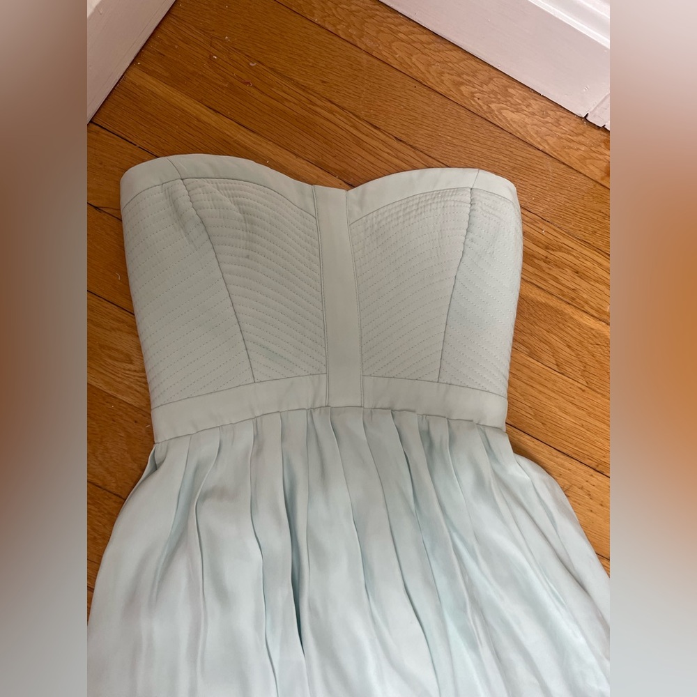Gorgeous Parker light blue/teal strapless maxi dress. Size xs